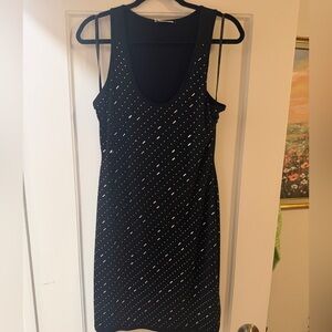 Calvin Klein Black Sleeveless Dress with Silver Accents Medium Large